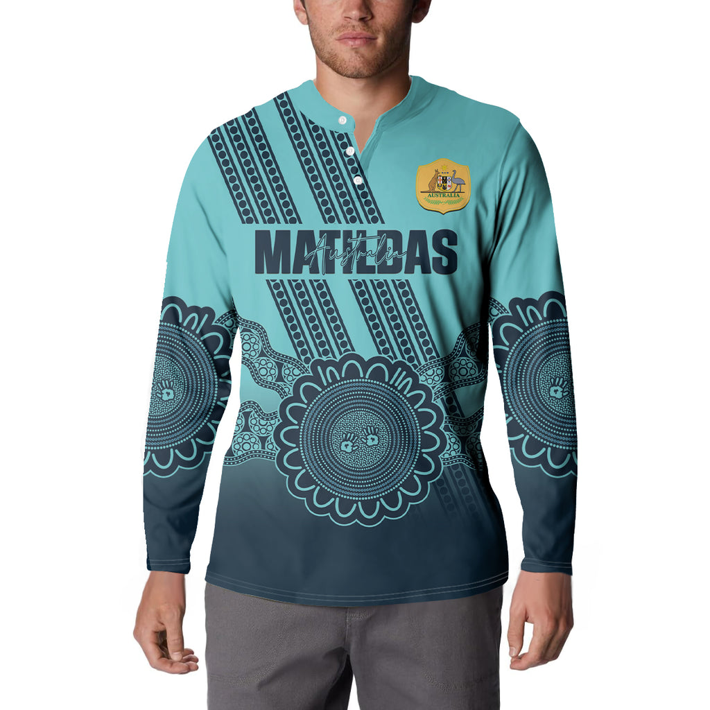 Custom Australia Matildas Button Sweatshirt Aussie Aboriginal Turquoise Version