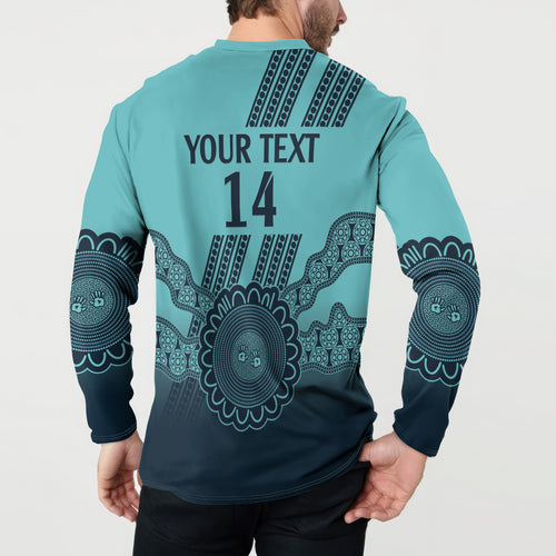 Custom Australia Matildas Button Sweatshirt Aussie Aboriginal Turquoise Version