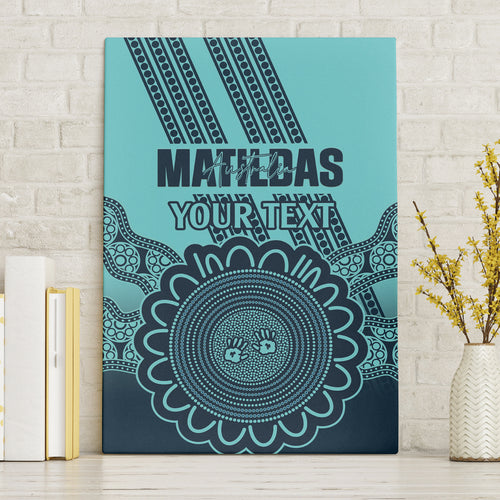 Custom Australia Matildas Canvas Wall Art Aussie Aboriginal Turquoise Version