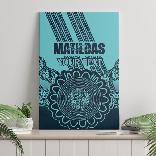 Custom Australia Matildas Canvas Wall Art Aussie Aboriginal Turquoise Version