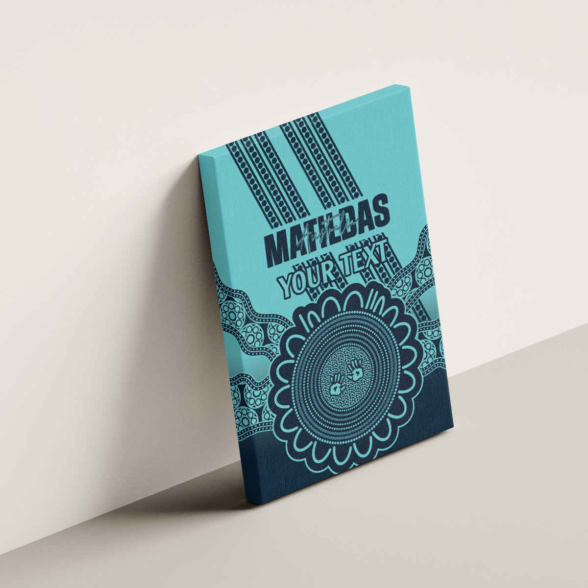 Custom Australia Matildas Canvas Wall Art Aussie Aboriginal Turquoise Version