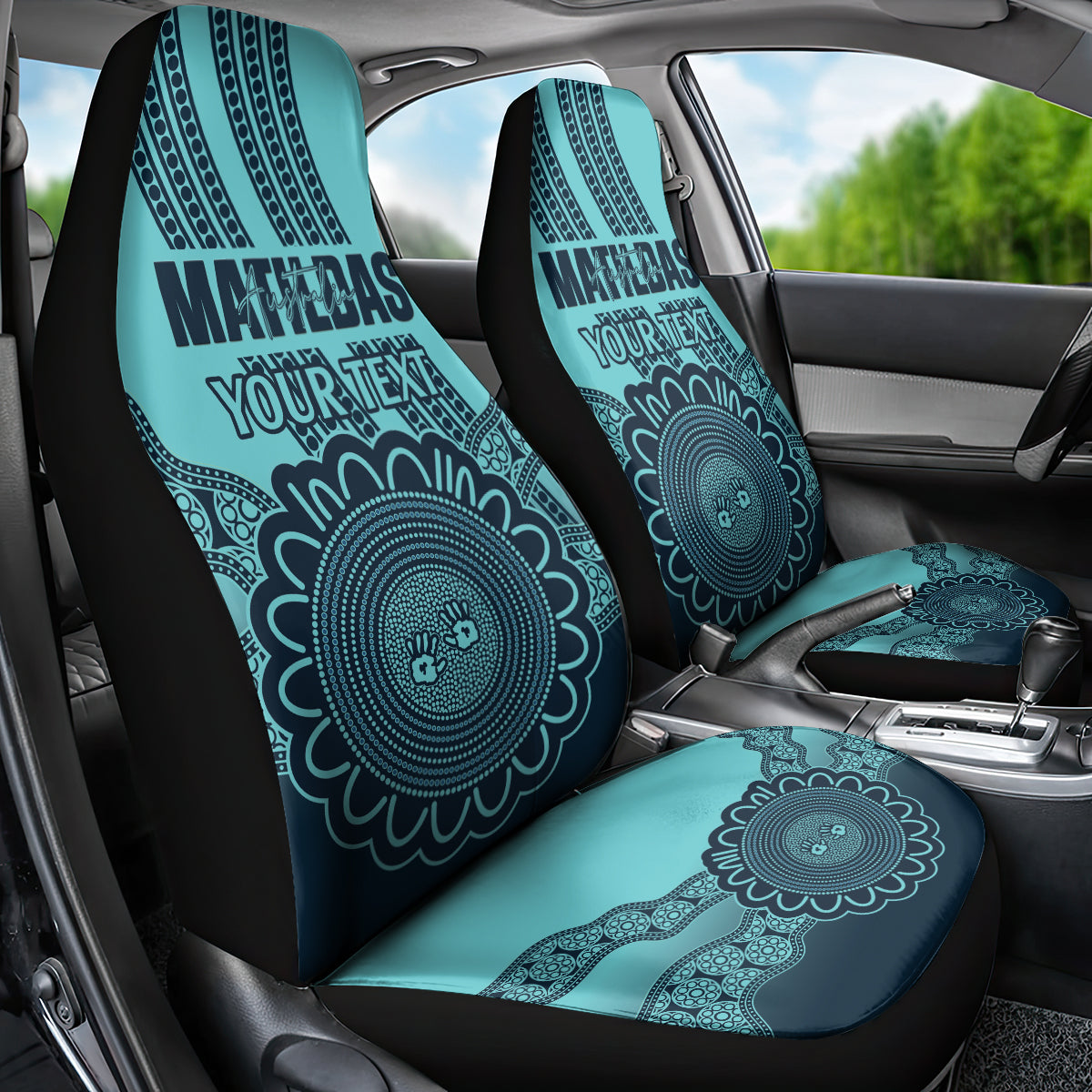 Custom Australia Matildas Car Seat Cover Aussie Aboriginal Turquoise Version
