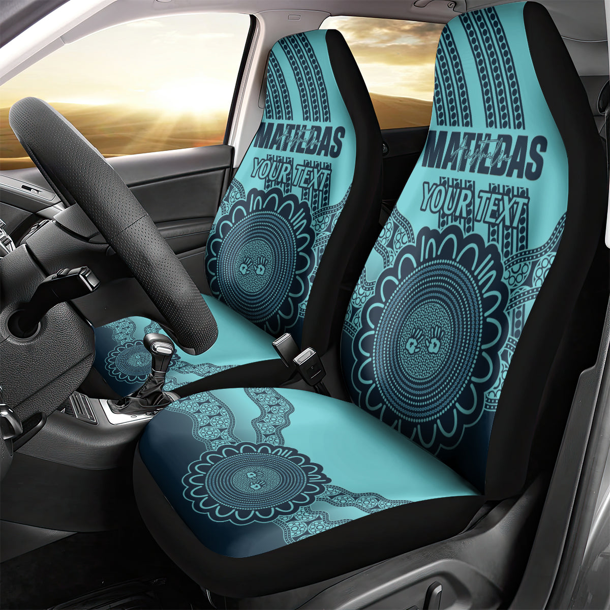 Custom Australia Matildas Car Seat Cover Aussie Aboriginal Turquoise Version