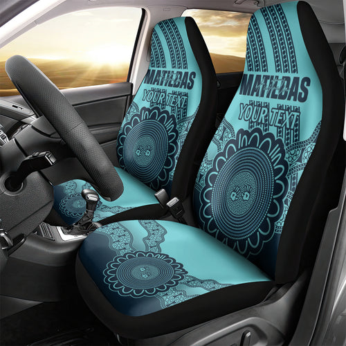 Custom Australia Matildas Car Seat Cover Aussie Aboriginal Turquoise Version