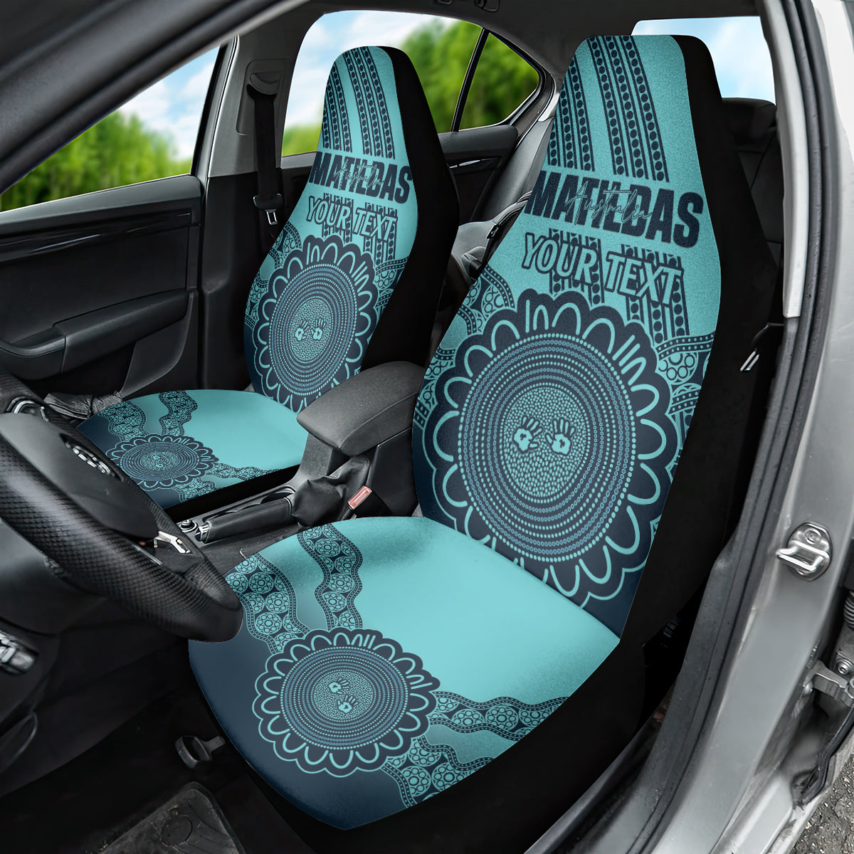 Custom Australia Matildas Car Seat Cover Aussie Aboriginal Turquoise Version