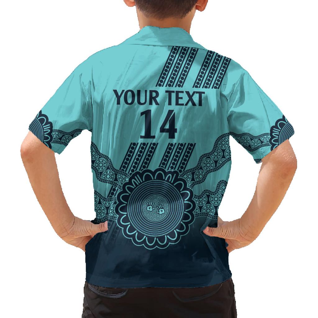 Custom Australia Matildas Family Matching Off Shoulder Maxi Dress and Hawaiian Shirt Aussie Aboriginal Turquoise Version
