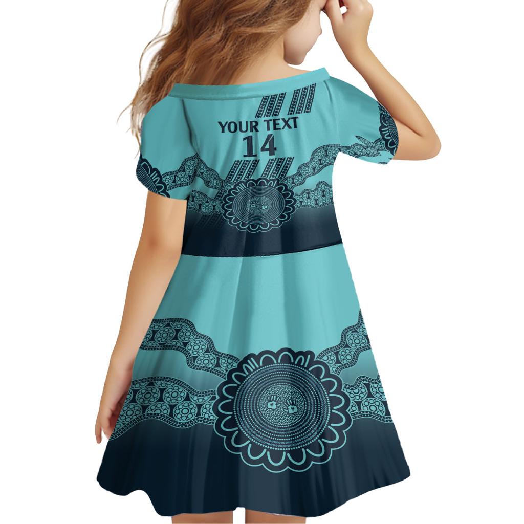 Custom Australia Matildas Family Matching Off Shoulder Maxi Dress and Hawaiian Shirt Aussie Aboriginal Turquoise Version