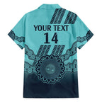 Custom Australia Matildas Family Matching Off Shoulder Maxi Dress and Hawaiian Shirt Aussie Aboriginal Turquoise Version