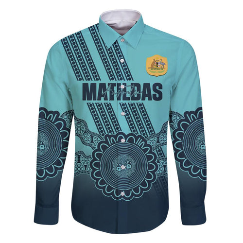 Custom Australia Matildas Family Matching Off Shoulder Maxi Dress and Hawaiian Shirt Aussie Aboriginal Turquoise Version