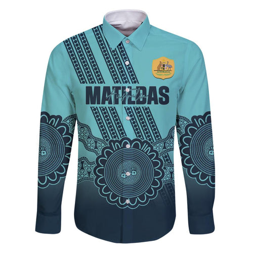 Custom Australia Matildas Family Matching Puletasi and Hawaiian Shirt Aussie Aboriginal Turquoise Version