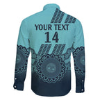 Custom Australia Matildas Family Matching Puletasi and Hawaiian Shirt Aussie Aboriginal Turquoise Version