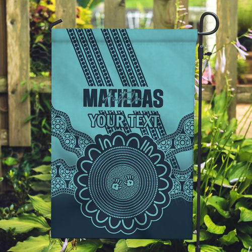 Custom Australia Matildas Garden Flag Aussie Aboriginal Turquoise Version
