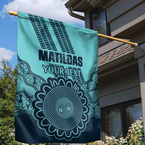 Custom Australia Matildas Garden Flag Aussie Aboriginal Turquoise Version