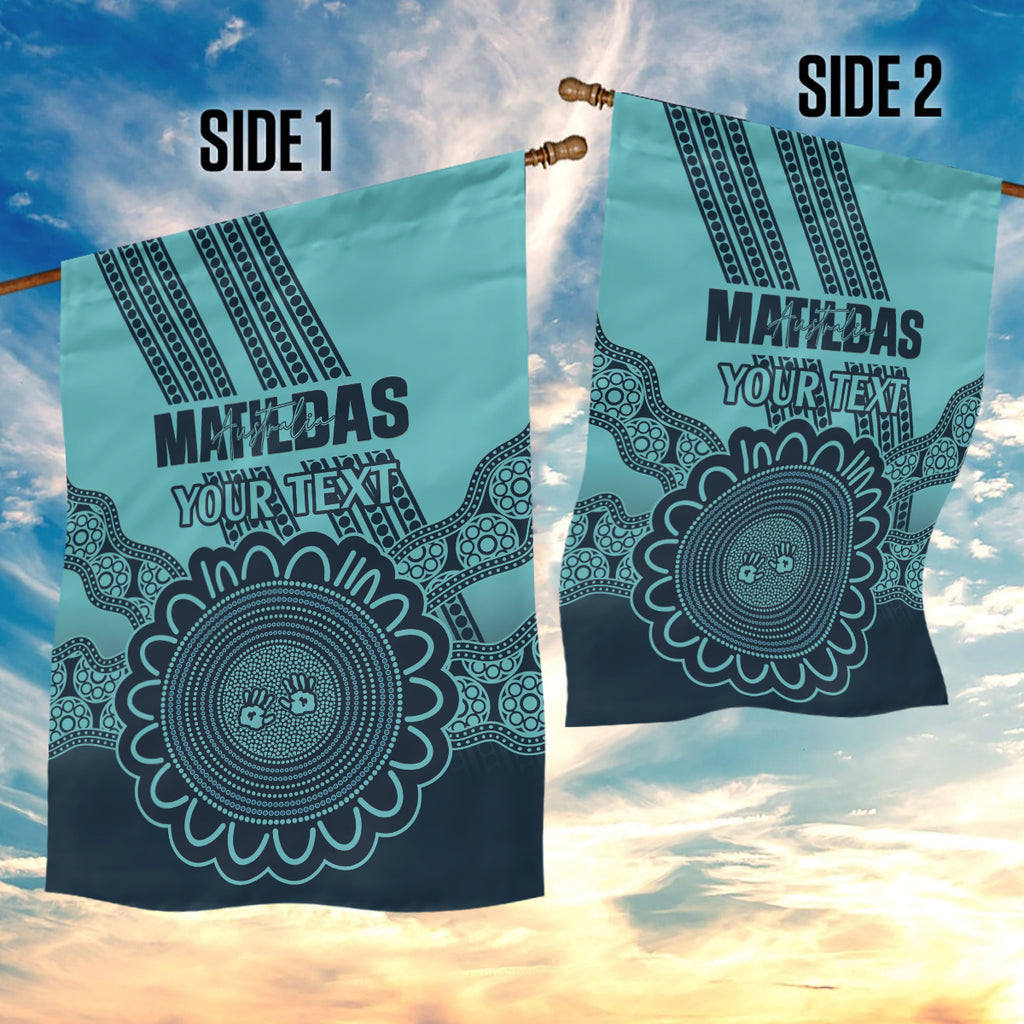 Custom Australia Matildas Garden Flag Aussie Aboriginal Turquoise Version
