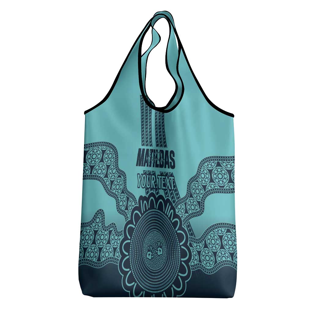 Custom Australia Matildas Grocery Bag Aussie Aboriginal Turquoise Version