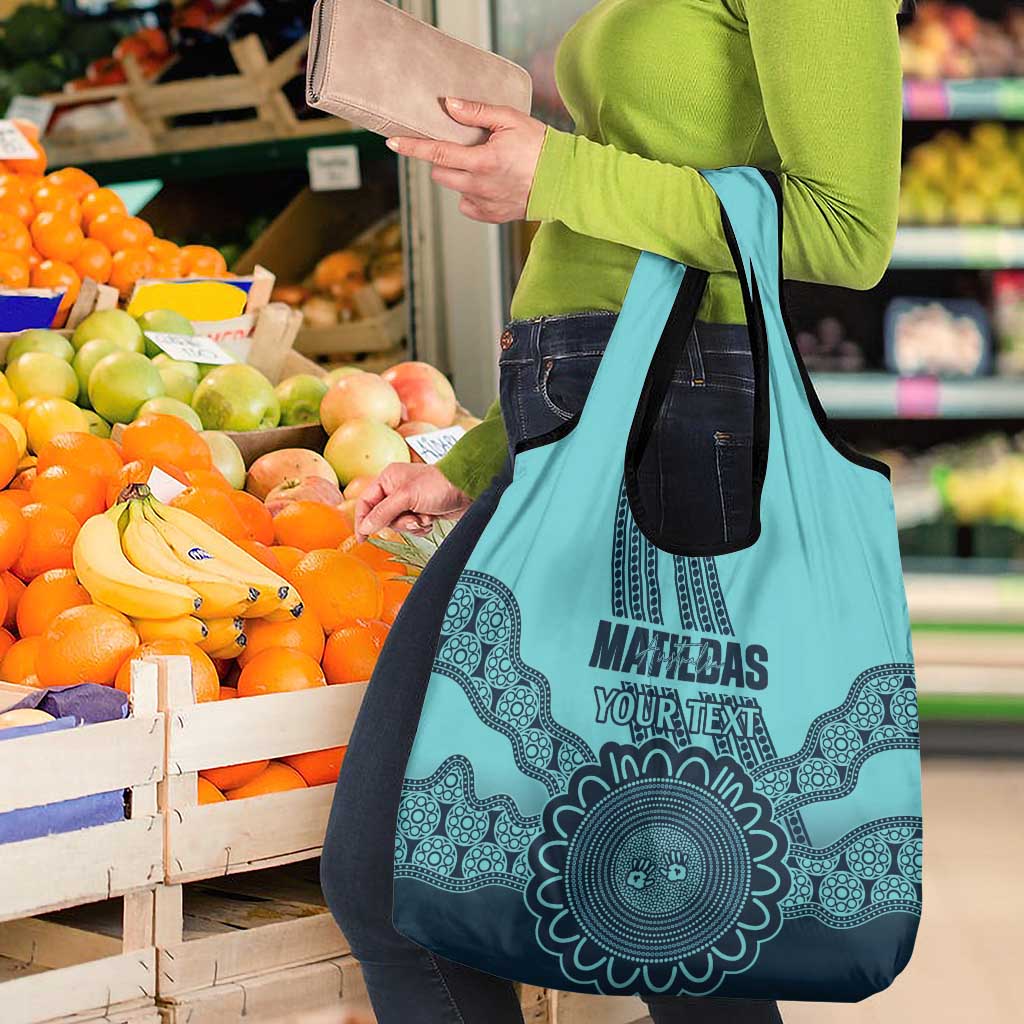 Custom Australia Matildas Grocery Bag Aussie Aboriginal Turquoise Version