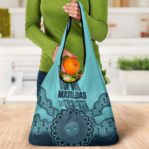 Custom Australia Matildas Grocery Bag Aussie Aboriginal Turquoise Version