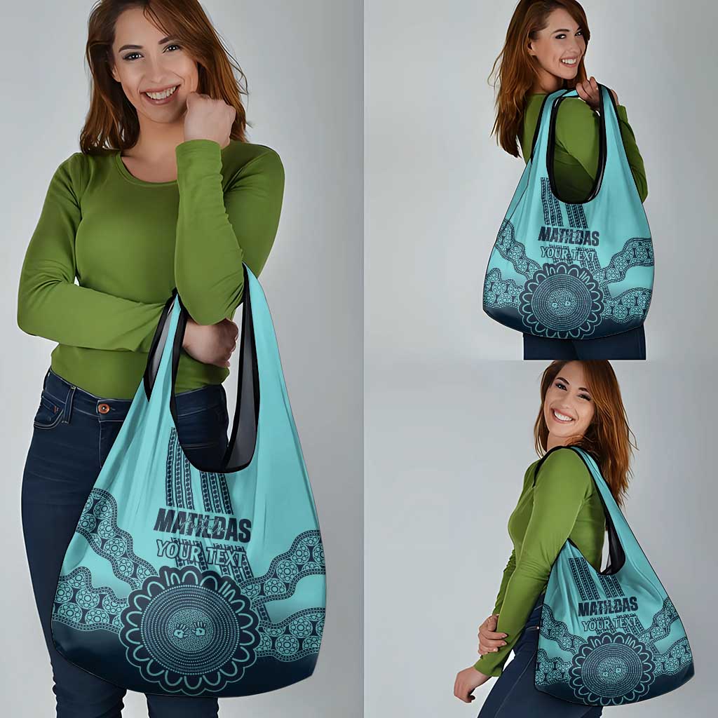 Custom Australia Matildas Grocery Bag Aussie Aboriginal Turquoise Version
