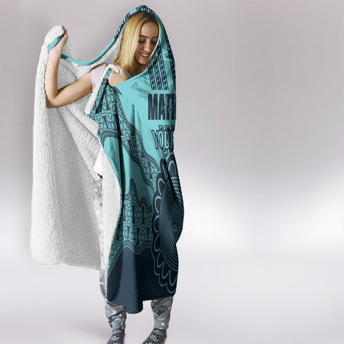 Custom Australia Matildas Hooded Blanket Aussie Aboriginal Turquoise Version