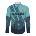 Custom Australia Matildas Long Sleeve Button Shirt Aussie Aboriginal Turquoise Version