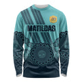 Custom Australia Matildas Long Sleeve Shirt Aussie Aboriginal Turquoise Version