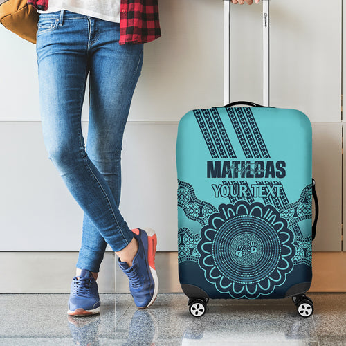 Custom Australia Matildas Luggage Cover Aussie Aboriginal Turquoise Version