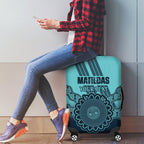 Custom Australia Matildas Luggage Cover Aussie Aboriginal Turquoise Version