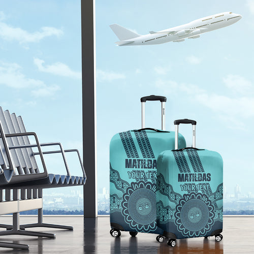 Custom Australia Matildas Luggage Cover Aussie Aboriginal Turquoise Version