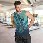Custom Australia Matildas Men Tank Top Aussie Aboriginal Turquoise Version