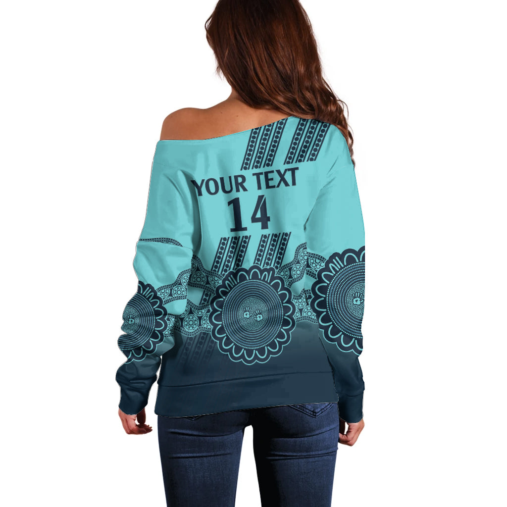 Custom Australia Matildas Off Shoulder Sweater Aussie Aboriginal Turquoise Version