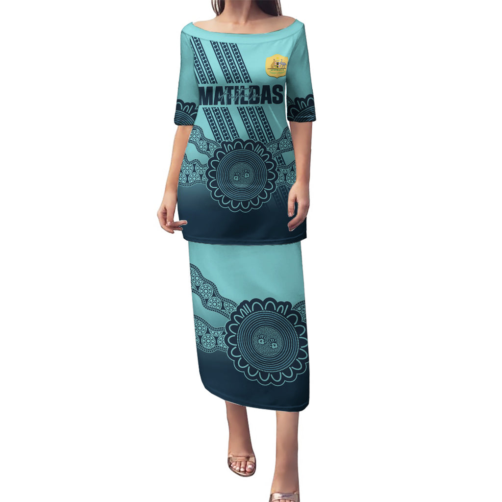 Custom Australia Matildas Puletasi Aussie Aboriginal Turquoise Version