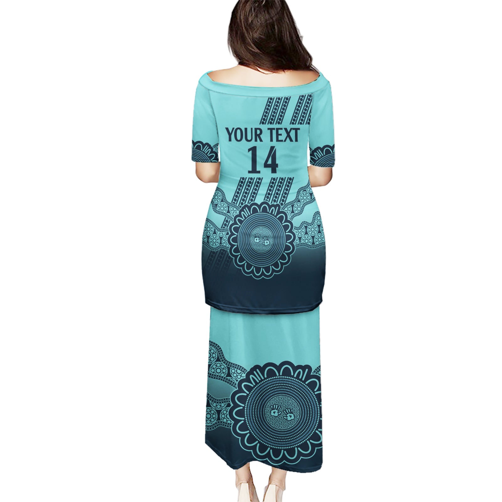 Custom Australia Matildas Puletasi Aussie Aboriginal Turquoise Version