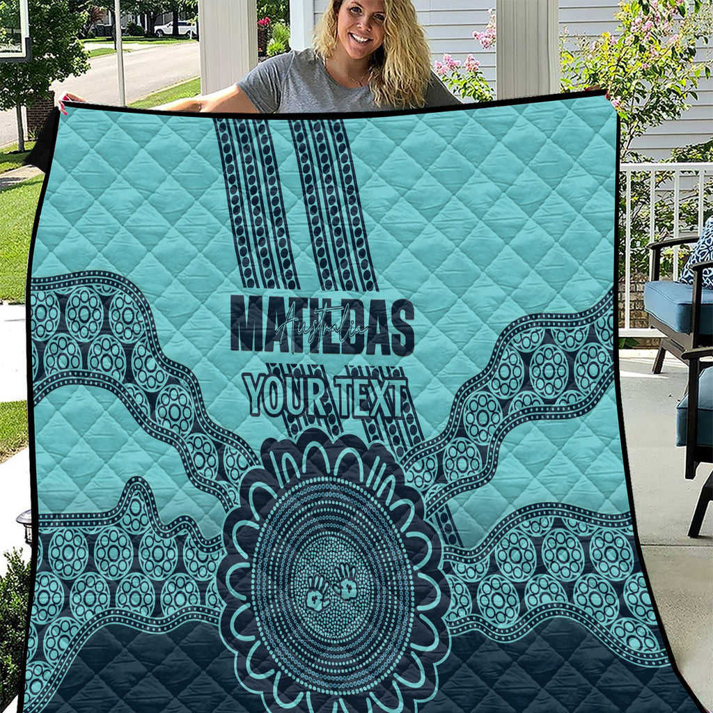 Custom Australia Matildas Quilt Aussie Aboriginal Turquoise Version