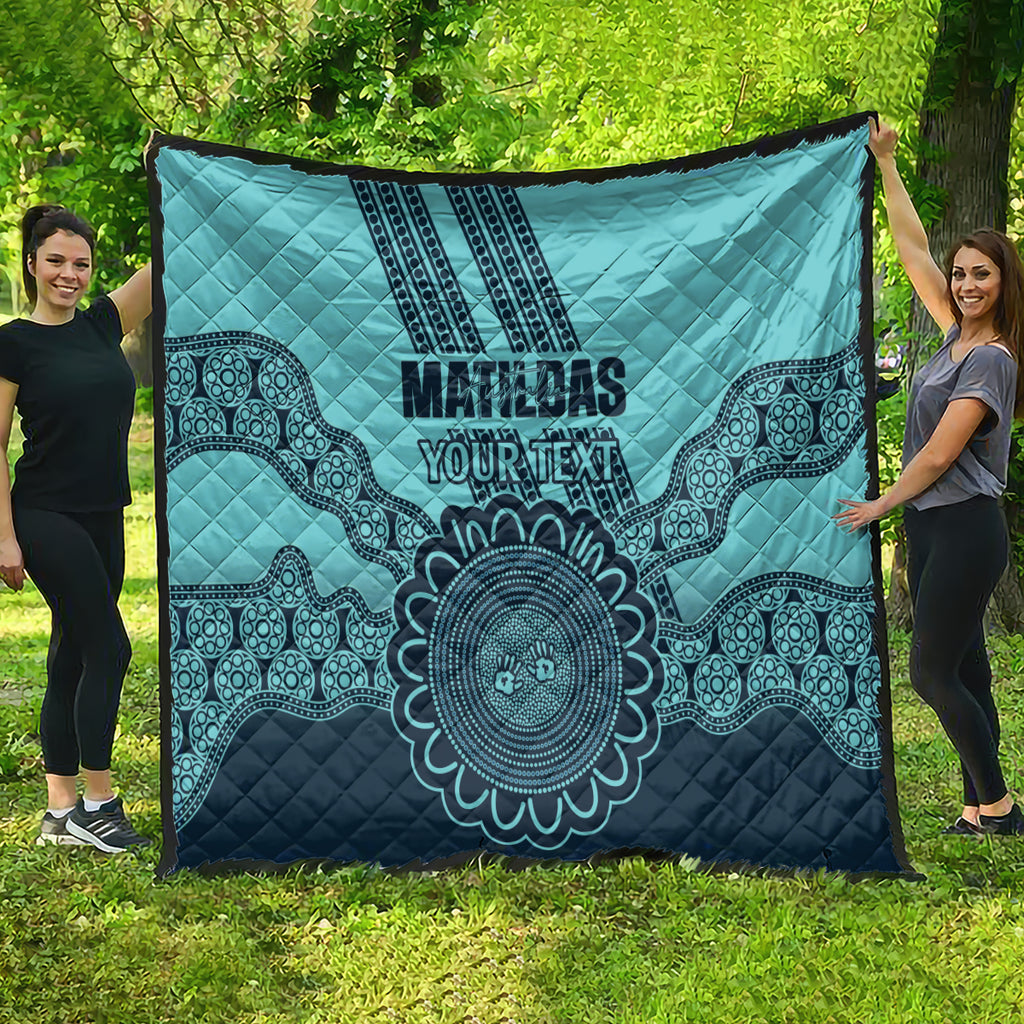 Custom Australia Matildas Quilt Aussie Aboriginal Turquoise Version