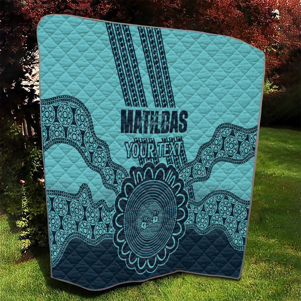 Custom Australia Matildas Quilt Aussie Aboriginal Turquoise Version