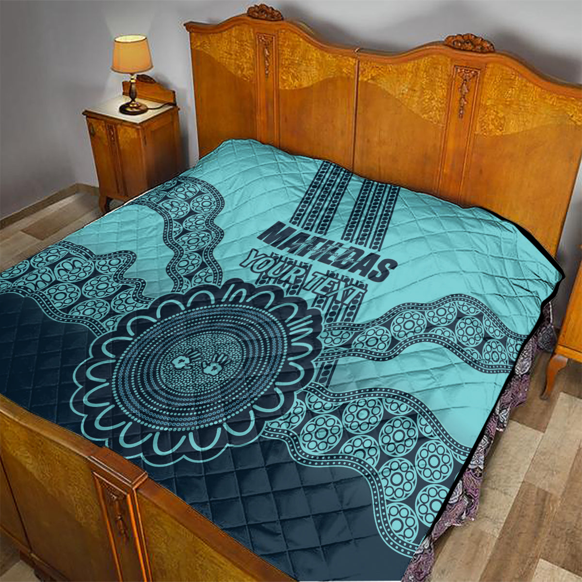 Custom Australia Matildas Quilt Aussie Aboriginal Turquoise Version