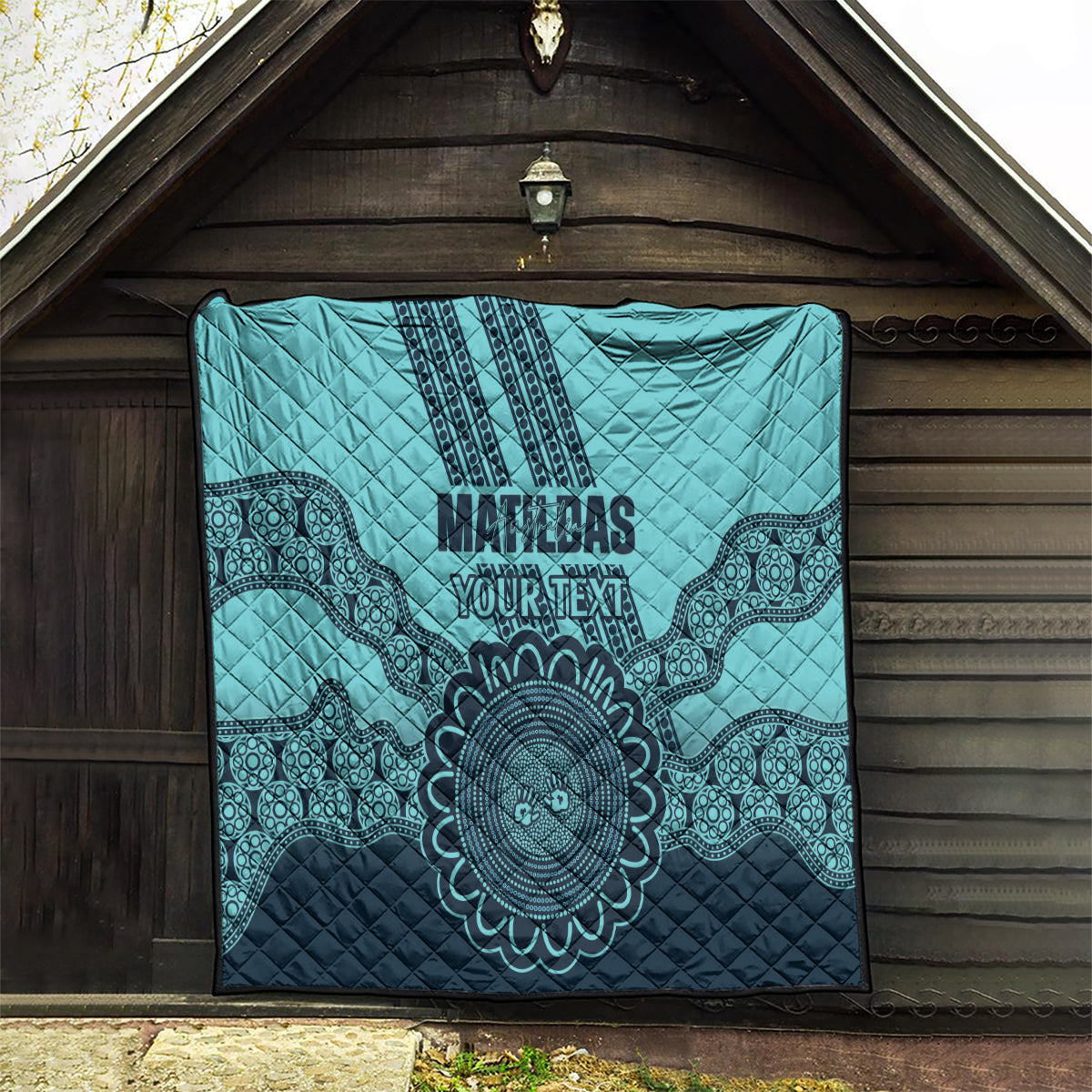 Custom Australia Matildas Quilt Aussie Aboriginal Turquoise Version