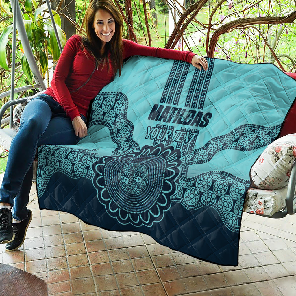 Custom Australia Matildas Quilt Aussie Aboriginal Turquoise Version