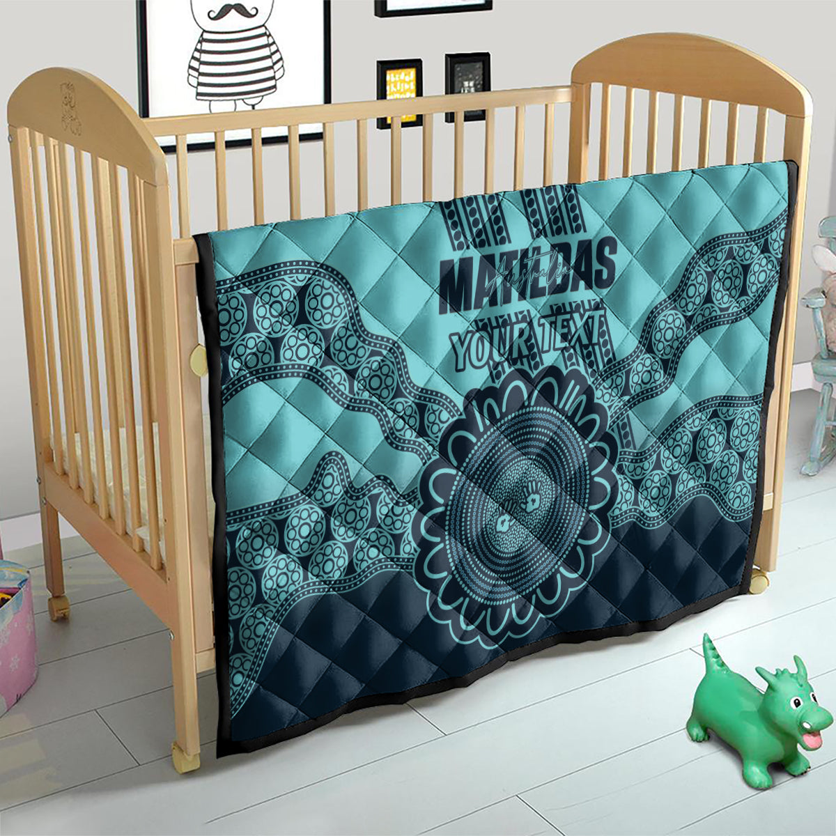 Custom Australia Matildas Quilt Aussie Aboriginal Turquoise Version