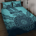 Custom Australia Matildas Quilt Bed Set Aussie Aboriginal Turquoise Version