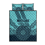 Custom Australia Matildas Quilt Bed Set Aussie Aboriginal Turquoise Version