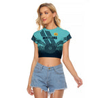 Custom Australia Matildas Raglan Cropped T Shirt Aussie Aboriginal Turquoise Version