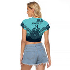 Custom Australia Matildas Raglan Cropped T Shirt Aussie Aboriginal Turquoise Version