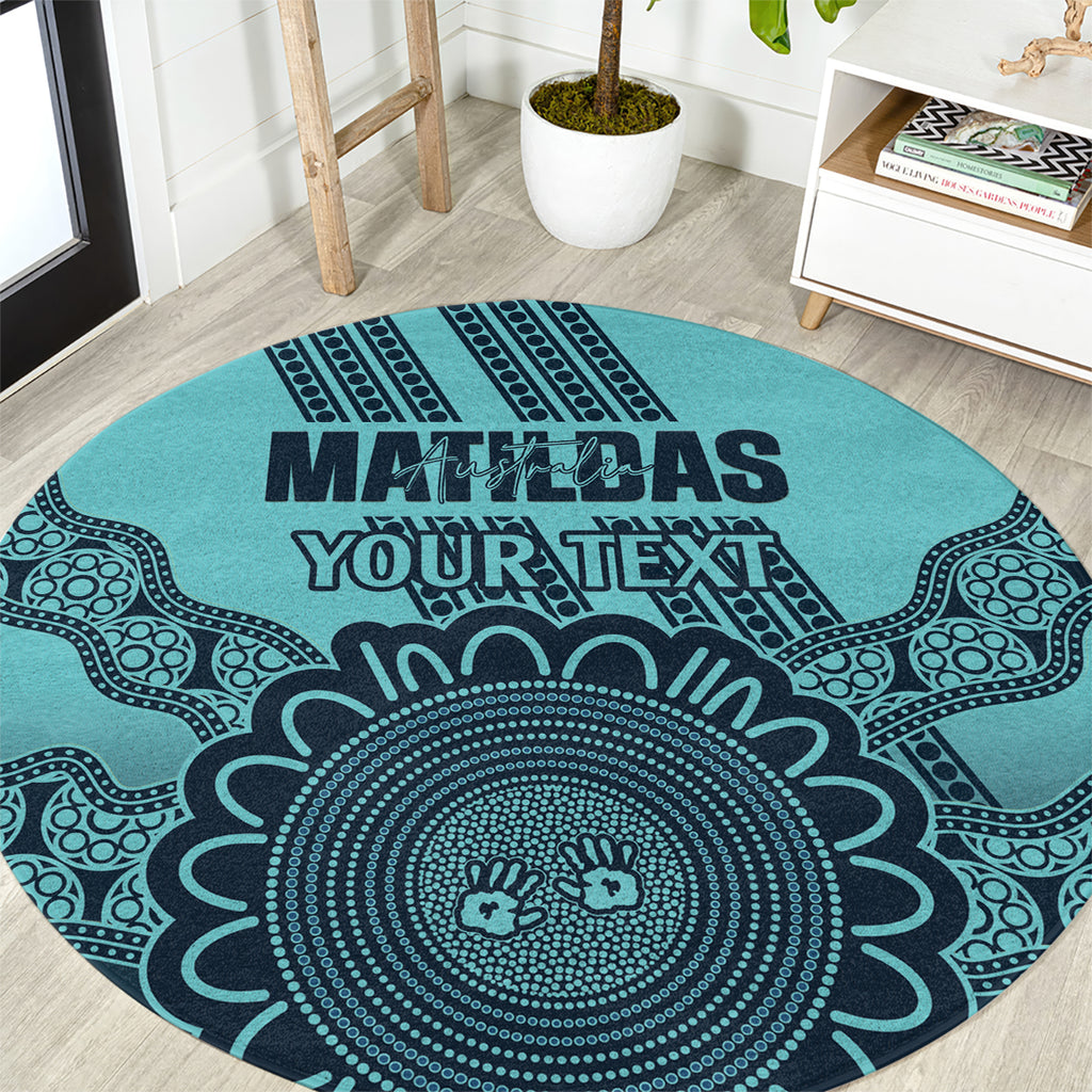 Custom Australia Matildas Round Carpet Aussie Aboriginal Turquoise Version
