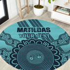 Custom Australia Matildas Round Carpet Aussie Aboriginal Turquoise Version