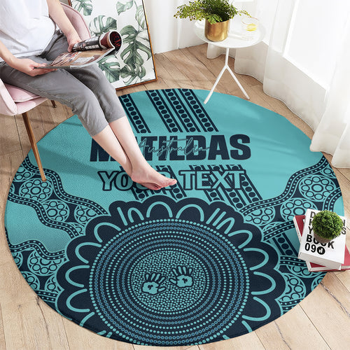 Custom Australia Matildas Round Carpet Aussie Aboriginal Turquoise Version