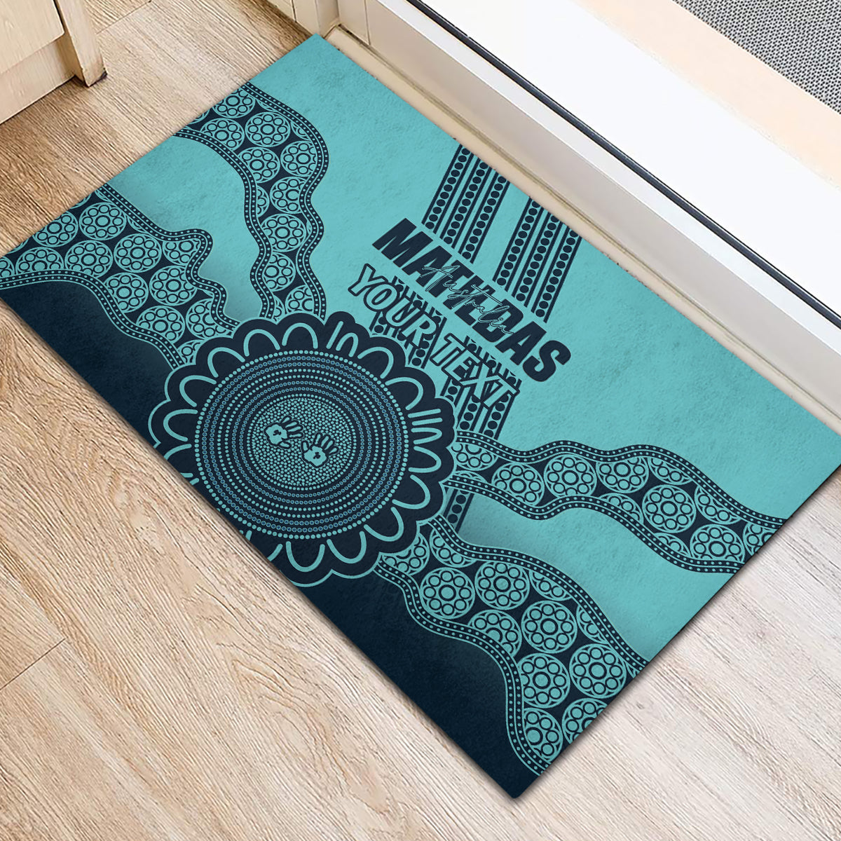 Custom Australia Matildas Rubber Doormat Aussie Aboriginal Turquoise Version