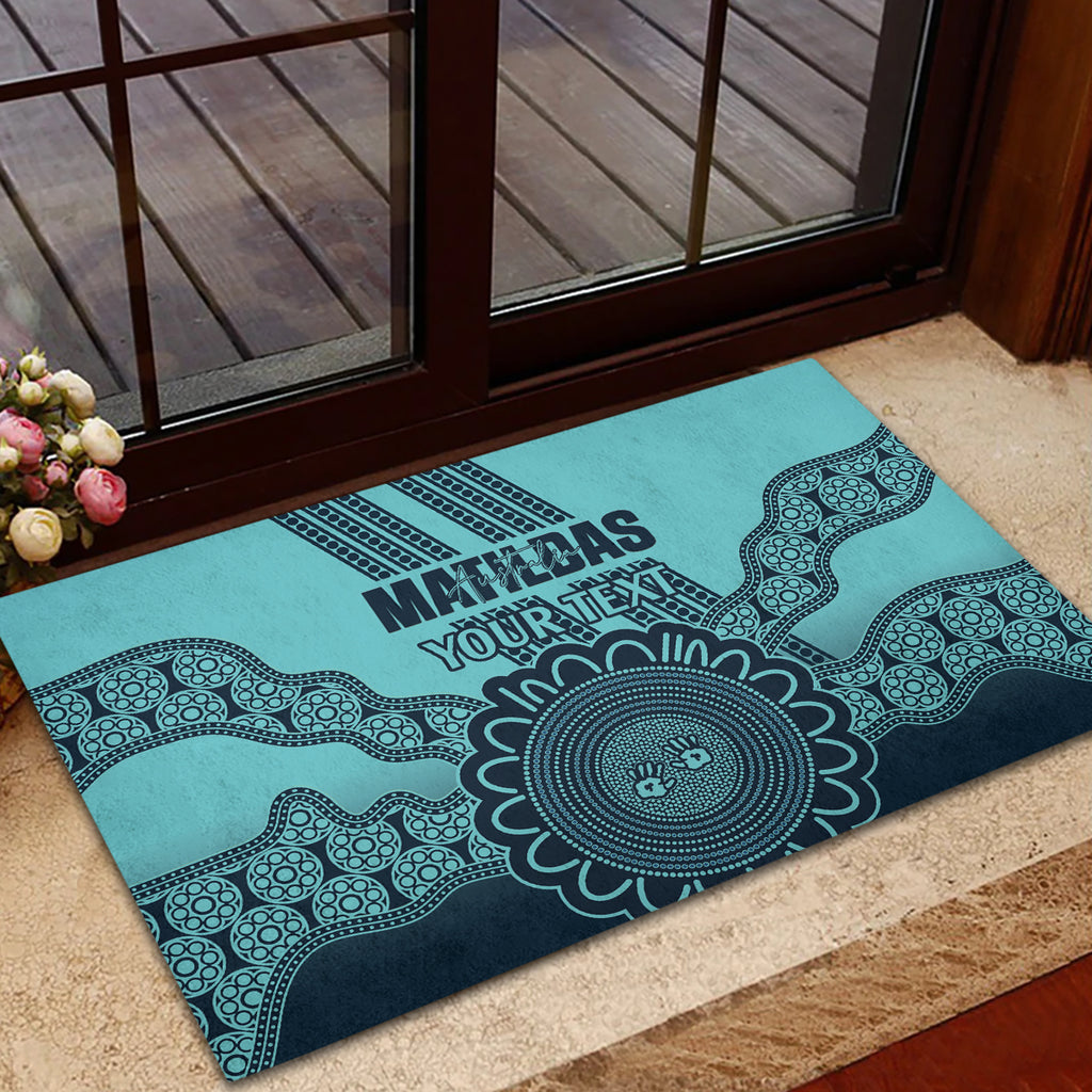 Custom Australia Matildas Rubber Doormat Aussie Aboriginal Turquoise Version