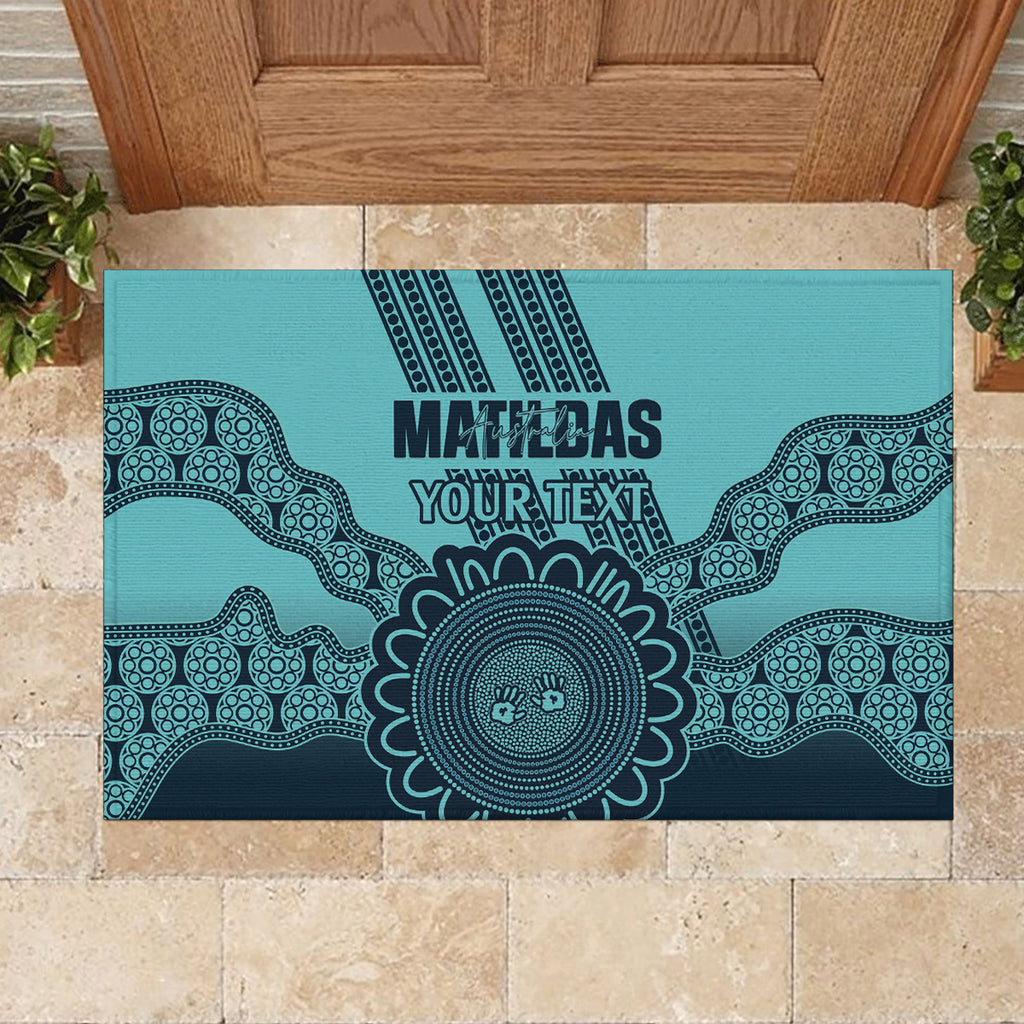 Custom Australia Matildas Rubber Doormat Aussie Aboriginal Turquoise Version