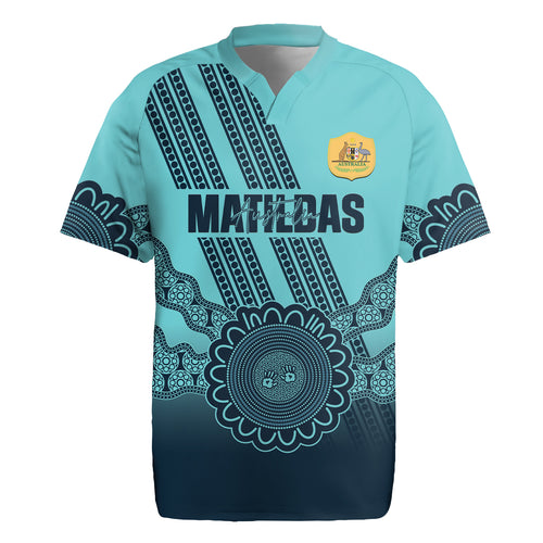 Custom Australia Matildas Rugby Jersey Aussie Aboriginal Turquoise Version
